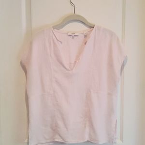Vince pink crinkle cotton splitneck Popover xs